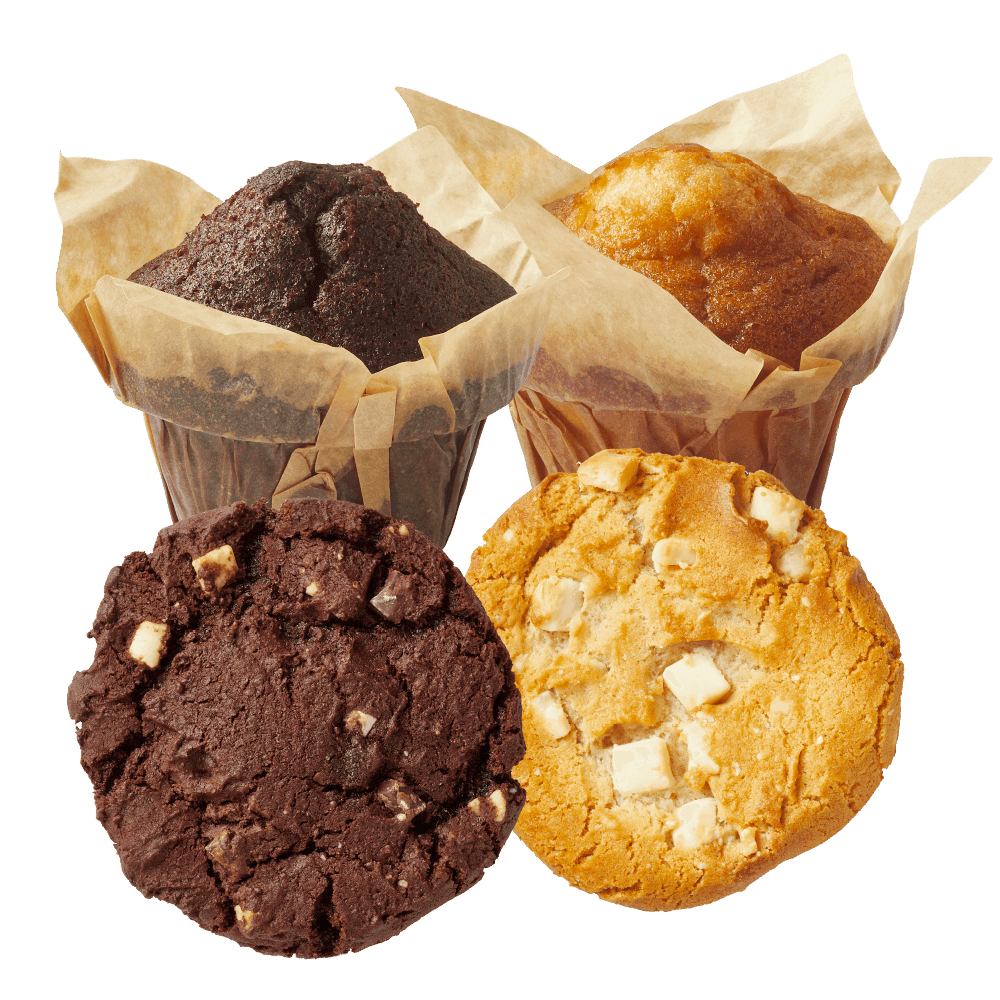 Cookies, vanille- of chocolade muffins