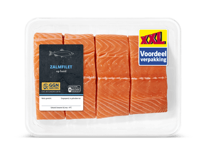 Zalmfilet op huid