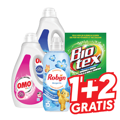 Omo, Biotex of Robijn Wasverzachter of Wasparfum
