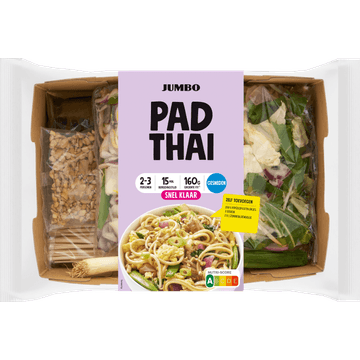 Gesneden verspakket pad thai, satépannetje of krokante kip wrap