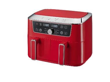 SILVERCREST® Dubbele airfryer, 2x 4,35 L, rood, retro (rood 1973)